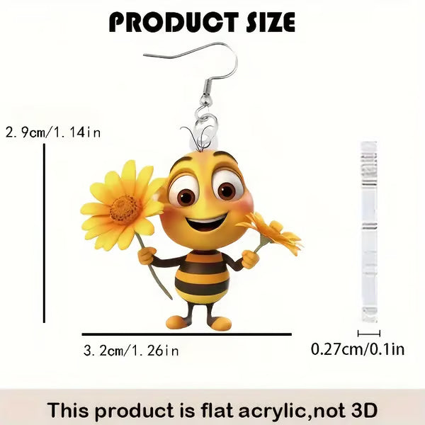 🌻Cute Sunflower & Bee Acrylic Earrings🐝