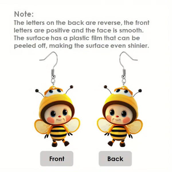 🌻Cute Sunflower & Bee Acrylic Earrings🐝