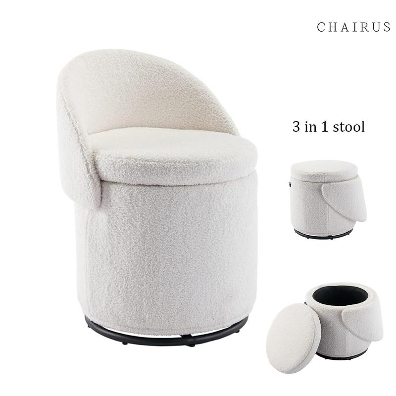🔥 On Sale Now, Enjoy 50% Off! 🏷️ - 🪑 Chairus 3-in-1 Swivel Vanity Stool – Storage, Seating & Style!