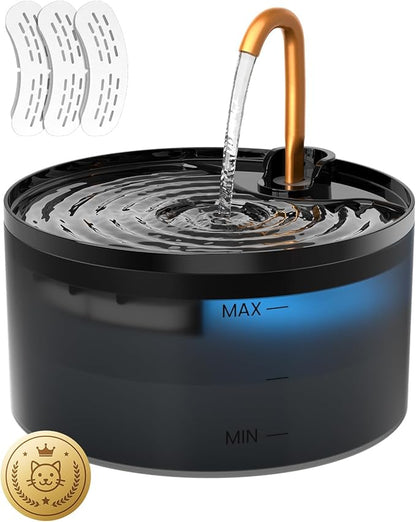 MISFANS Cat Water Fountain – 71oz/2.1L Automatic Pet Fountain with Copper Faucet & 3-Pack Replaceable Filters