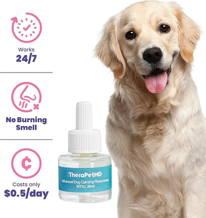 TheraPet MD Dog Calming Diffuser – Pheromone Diffuser for Anxiety Relief & Behavior Support, 60-Day Refill Kit, Natural Formula