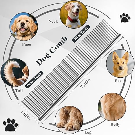 2PCS Slicker Brush for Dogs – Professional Grooming Brush for Goldendoodles, Poodles & Labradoodles with Extra Long Pins to Remove Tangles, Knots & Mats – Large, Blue