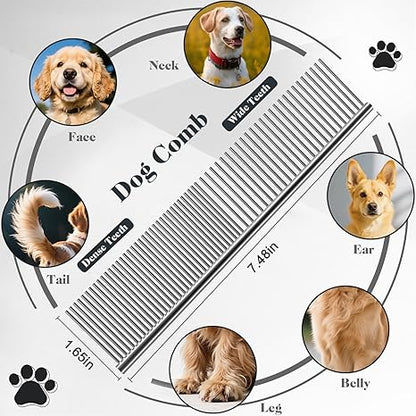 2PCS Slicker Brush for Dogs – Professional Grooming Brush for Goldendoodles, Poodles & Labradoodles with Extra Long Pins to Remove Tangles, Knots & Mats – Large, Blue