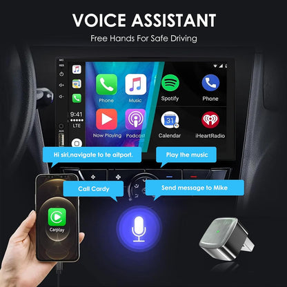 Mini Wireless Carplay Adapter for iPhone &Android Auto with Extension Cable Type C Caplay Wireless Adapter,Plug & Play Easy and Stable Connection Carplay for Apple & Android Auto