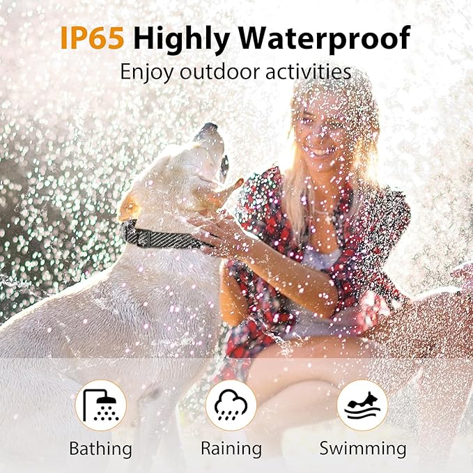 Rechargeable Dog Bark Collar for Large, Medium & Small Dogs – Smart No-Bark Collar with 7-Level Sensitivity, 3 Beep & Vibration Modes, Waterproof – Orange