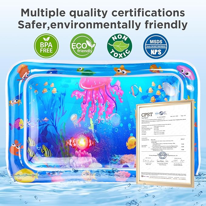 New Multi-Color Lighted Cat Water Mat – Thickened Anti-Scratch Leak-Proof Play Mat with Floating Fish, Interactive Toy for Swatting, Exercise & Hunting, Perfect for Indoor Cats & Kittens