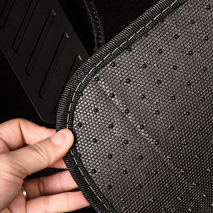 CAR PASS Waterproof Universal Fit Car Floor Mats, Faux Leather Car Carpet Mats, Black Car Mats with Anti-Slip Nibbs Backing & Driver Heel Pad Fit for SUV,Vans,sedans, Trucks,Set of 4pcs(All Black)