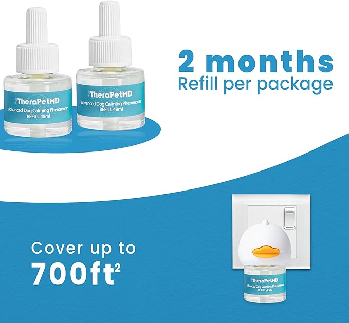 TheraPet MD Dog Calming Diffuser – Pheromone Diffuser for Anxiety Relief & Behavior Support, 60-Day Refill Kit, Natural Formula