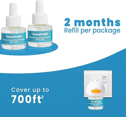 TheraPet MD Dog Calming Diffuser – Pheromone Diffuser for Anxiety Relief & Behavior Support, 60-Day Refill Kit, Natural Formula