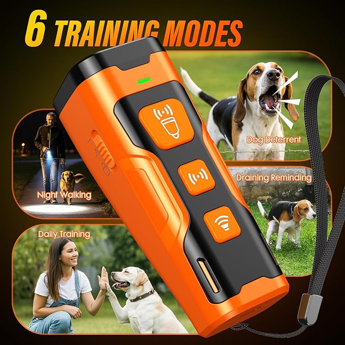Dog Bark Deterrent Device - 3X Ultrasonic Anti-Barking with 6 Training Modes Say goodbye to excessive barking! 🐾