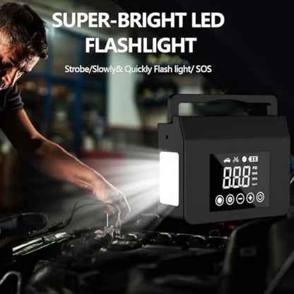 🧰 3-in-1 4000A Car Jump Starter | 150PSI Air Compressor | 15000mAh Power Bank with LED Light