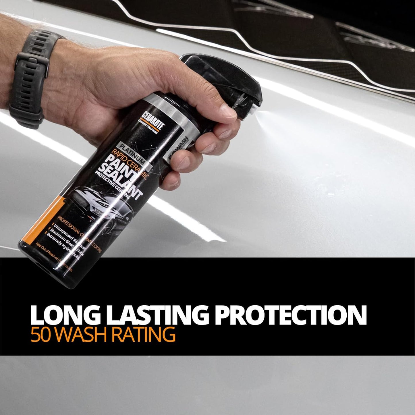 Platinum Rapid Ceramic Paint Sealant Spray - 14 oz Bottle - Maximum Gloss & Shine – Extremely Hydrophobic – Unmatched Slickness - Ceramic Spray Coating - 50 Wash Rating