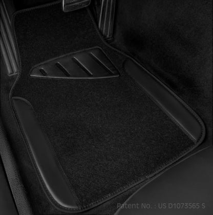 CAR PASS Waterproof Universal Fit Car Floor Mats, Faux Leather Car Carpet Mats, Black Car Mats with Anti-Slip Nibbs Backing & Driver Heel Pad Fit for SUV,Vans,sedans, Trucks,Set of 4pcs(All Black)