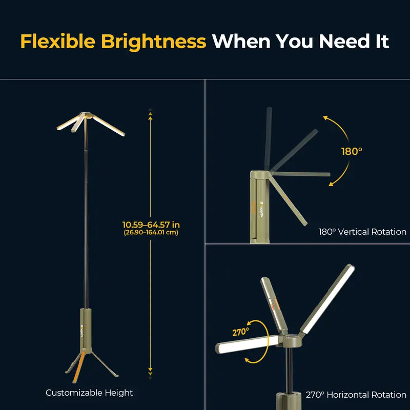 BougeRV 15600mAh Rechargeable Camping Light – Portable Outdoor Lantern with Stretchable Tripod for Camping, Hiking & Emergencies