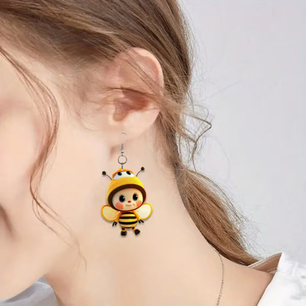 🌻Cute Sunflower & Bee Acrylic Earrings🐝
