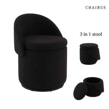 🔥 50% Off! Chairus 3-in-1 Swivel Vanity Stool – Chic Seating with Hidden Storage & Smooth 360° Rotation 🪑